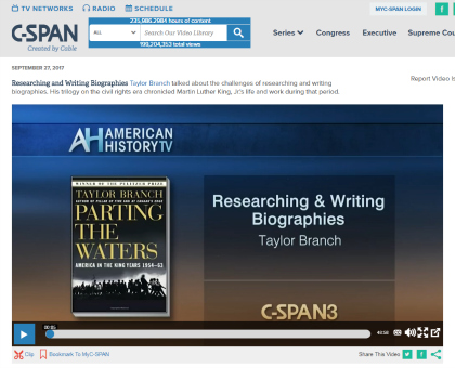 Taylor Branch talks wabout Researching & Writing Biographies